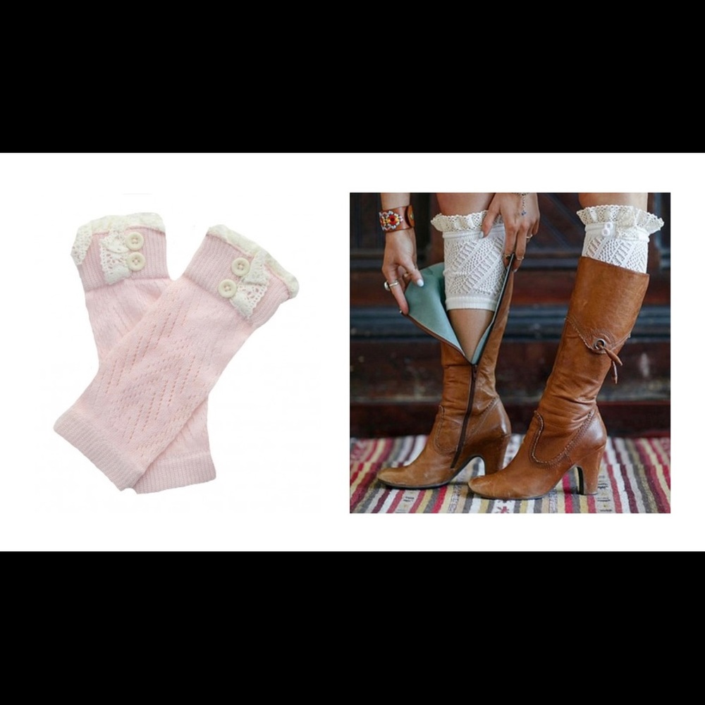 Three Bird Nest | Blush & Ivory Lace Knit Boot Socks | O/S